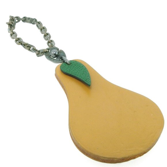 HERMES charm pear La France beige leather ?~ bracket Authentic used E1550 - Picture 1 of 7